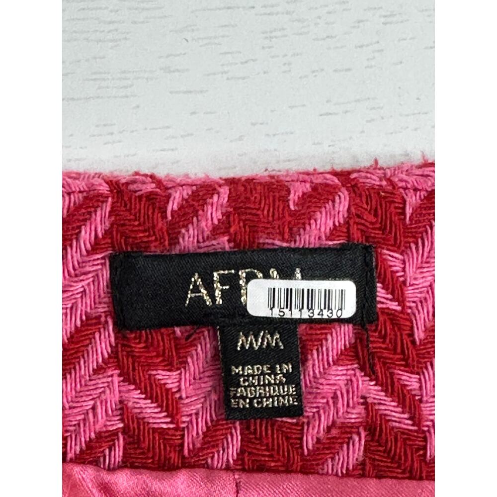 AFRM Melody Herringbone Mini Skirt Women M Red Pink Revolve Academia Tweed Short - Picture 5 of 10
